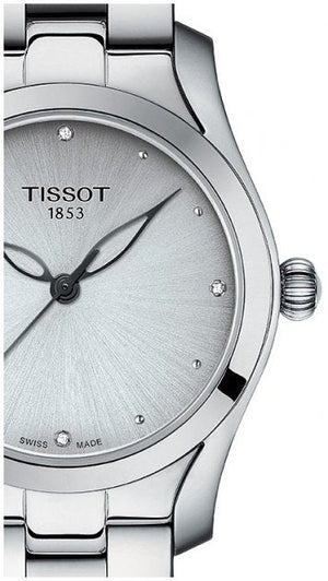 Tissot T Wave Diamonds White Dial Silver Steel Strap Watch For Women - T112.210.11.036.00 Authentic Buy Shop Now