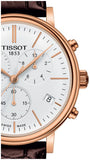 Tissot Carson Premium Chronograph White Dial Brown Leather Strap Watch For Men - T122.417.36.011.00 Authentic Buy Shop Now