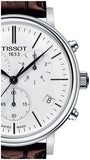 Tissot Carson Premium Chronograph White Dial Brown Leather Strap Watch For Men - T122.417.16.011.00 Authentic Buy Shop Now