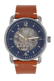 Fossil Commuter Automatic Skeleton Blue Dial Brown Leather Strap Watch for Men - ME3159 Authentic Buy Shop Now