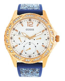 Guess Swirl Analog Quartz White Dial Blue Rubber Strap Watch for Women - W1096L4 Authentic Buy Shop Now