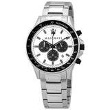 Maserati SFIDA Chronograph White Dial Silver Steel Strap Watch For Men - R8873640003 Authentic Buy Shop Now