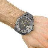 Diesel Mega Chief Chronograph Grey Dial Grey Steel Strap Watch For Men - DZ4466 Authentic Buy Shop Now