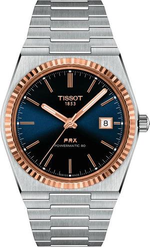 Tissot PRX Powermatic 80 Automatic 18K Gold Blue Dial Silver Steel Strap Watch for Men - T931.407.41.041.00 Authentic Buy Shop Now