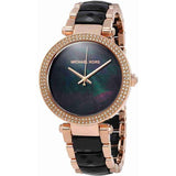 Michael Kors Parker Mother of Pearl Black Dial Two Tone Steel Strap Watch for Women - MK6414 Authentic Buy Shop Now