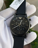Emporio Armani Dress Chronograph Black Dial Black Leather Strap Watch For Men - AR1918 Authentic Buy Shop Now