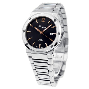Salvatore Ferragamo F-80 Classic Black Dial Silver Steel Strap Watch for Men - SFDT02423 Authentic Buy Shop Now
