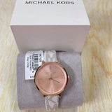 Michael Kors Jayne Three Hand Rose Gold Dial White Leather Strap Watch For Women - MK7128 Authentic Buy Shop Now