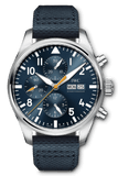 IWC Pilot's Automatic Chronograph 43mm Blue Dial Blue Calfskin Strap Watch for Men - IW377729 Authentic Buy Shop Now