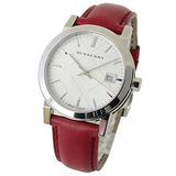 Burberry The City Silver Dial Red Leather Strap Watch for Women - BU9129 Authentic Buy Shop Now