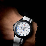 Tommy Hilfiger Aiden Chronograph White Dial White Rubber Strap Watch For Men - 1791862 Authentic Buy Shop Now