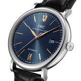 IWC Portofino Automatic Blue Dial Black Leather Strap Watch for Men - IW356523 Authentic Buy Shop Now