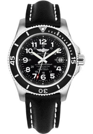 Breitling Superocean II 42mm Black Leather Strap Mens Watch - A17365C9 Authentic Buy Shop Now