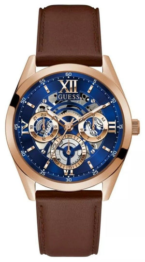 Guess Tailor Analog Blue Dial Brown Leather Strap Watch for Men - GW0389G3 Authentic Buy Shop Now