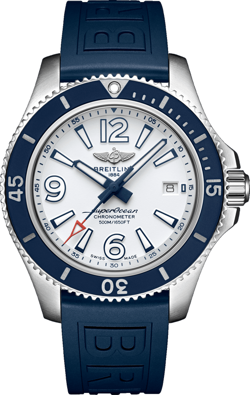 Breitling Superocean II Automatic 42mm White Dial Blue Rubber Strap Watch for Men - A17366D81A1S2 Authentic Buy Shop Now