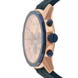 Armani Exchange Hampton Chronograph Rose Gold Dial Blue Silicone Strap Watch For Men - AX1730 Authentic Buy Shop Now