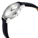 Movado Museum Silver Dial Black Leather Strap Watch For Women - 2100003 Authentic Buy Shop Now