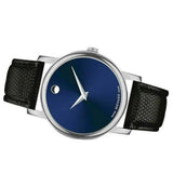 Movado Museum Blue Dial Black Leather Strap Watch For Men - 2100009 Authentic Buy Shop Now