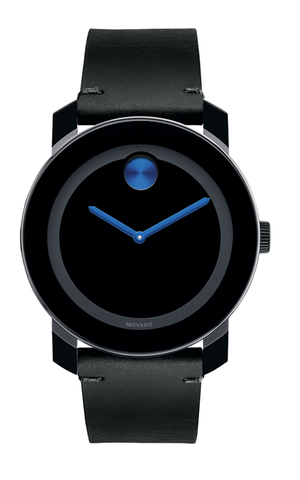 Movado Bold TR90 Black Dial Black Leather Strap Watch For Men - 3600307 Authentic Buy Shop Now