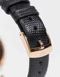 Emporio Armani Gianni T Bar Black Mother of Pearl Dial Black Leather Strap Watch For Women - AR11060 Authentic Buy Shop Now