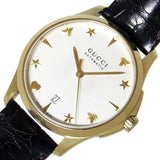 Gucci G Timeless Silver Dial Brown Leather Strap Watch for Men - YA126470 Authentic Buy Shop Now