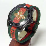 Gucci Dive Green & Red Dial Green & Red Nylon Strap Watch For Men - YA136216 Authentic Buy Shop Now