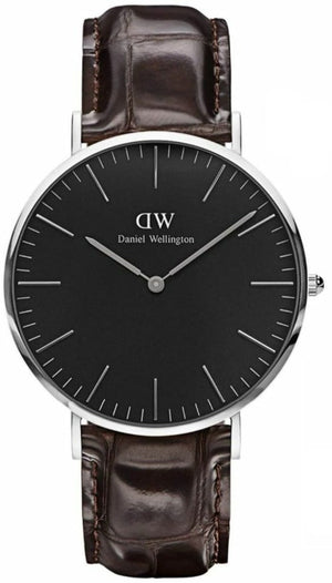 Daniel Wellington Classic York Black Dial Brown Leather Strap Watch For Men - DW00100134 Authentic Buy Shop Now