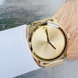 Movado Bold Gold Dial Gold Mesh Bracelet Watch For Men - 3600373 Authentic Buy Shop Now