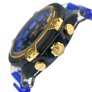 Versace Icon Active Chronograph Black Dial Blue Rubber Strap Watch For Men VEZ700521 Authentic Buy Shop Now
