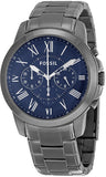 Fossil Grant Chronograph Blue Dial Grey Steel Strap Watch for Men - FS4831 Authentic Buy Shop Now