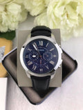 Fossil Grant Chronograph Blue Dial Black Leather Strap Watch for Men - FS4990 Authentic Buy Shop Now