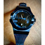 Maserati Potenza Black Dial 42mm Blue Leather Strap Watch For Men - R8851108007 Authentic Buy Shop Now