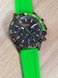 Fossil Bannon Chronograph Grey Dial Green Silicone Strap Watch for Men - BQ2501 Authentic Buy Shop Now