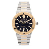 Versace Greca Logo Moonphase Black Dial Two Tone Steel Strap Watch for Men - VE7G00223 Authentic Buy Shop Now