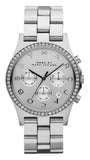 Marc Jacobs Henry Glitz Chronograph Silver Dial Silver Steel Strap Watch for Women - MBM9017 Authentic Buy Shop Now