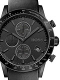 Hugo Boss Rafale Chronograph Black Dial Black Leather Strap Watch For Men - 1513456 Authentic Buy Shop Now