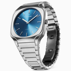 D1 Milano Square Caribbean Blue Dial Silver Steel Strap Watch for Men - D1-SQBJ07 Authentic Buy Shop Now