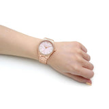 Michael Kors Layton Three Hand Pink Dial Rose Gold Steel Strap Watch For Women - MK6848 Authentic Buy Shop Now