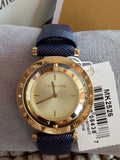 Michael Kors Averi Gold Dial Navy Blue Leather Strap Watch for Women - MK2526 Authentic Buy Shop Now