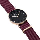 Daniel Wellington Classic Roselyn Black Dial Maroon Nylon Strap Watch For Women - DW00100273 Authentic Buy Shop Now