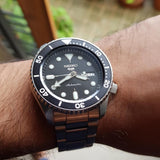 Seiko 5 Sports Automatic Day Date Black Dial Silver Steel Strap Watch for Men - SRPD55K1 Authentic Buy Shop Now