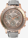 Swarovski Octea Lux Chrono Grey Dial Grey Leather Strap Watch for Women - 5452495 Authentic Buy Shop Now