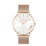 Coach Perry White Rose Gold Mesh Bracelet Watch for Women - 14503126 Authentic Buy Shop Now