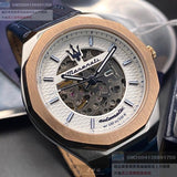 Maserati Stile Automatic Limited Edition White Dial Blue Leather Strap Watch For Men - R8821142001 Authentic Buy Shop Now