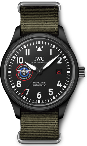 IWC Pilot’s Watch Mark XVIII Top Gun Edition “SFTI” Black Dial Green Nylon Strap Watch for Men - IW324712 Authentic Buy Shop Now
