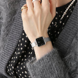 Daniel Wellington Quadro Studio Black Dial Silver Mesh Strap Watch For Women - DW00100522 Authentic Buy Shop Now