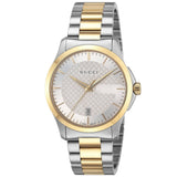 Gucci G Timeless Silver Dial Two Tone Steel Strap Watch For Men - YA126474 Authentic Buy Shop Now