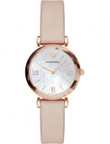 Emporio Armani Mother of Pearl Dial Beige Leather Strap Watch For Women - AR11004 Authentic Buy Shop Now