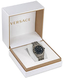 Versace Greca Time Quartz Black Dial Grey Steel Strap Watch for Men - VE3K00622 Authentic Buy Shop Now