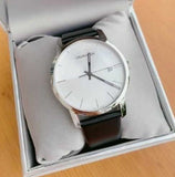 Calvin Klein City White Dial Black Leather Strap Watch for Men - K2G2G1CD Authentic Buy Shop Now